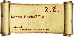 Koren Borbála névjegykártya